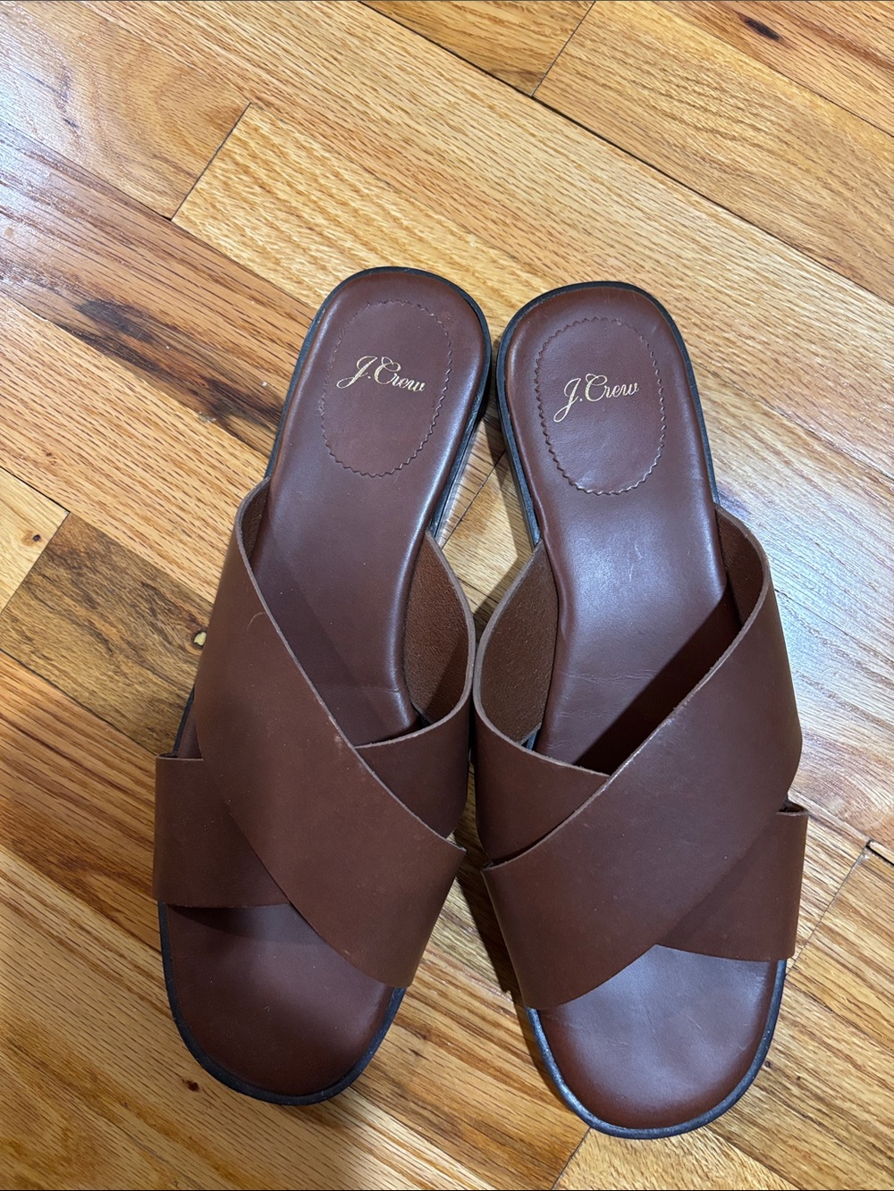 J CREW Leather Cross Strap Sandals